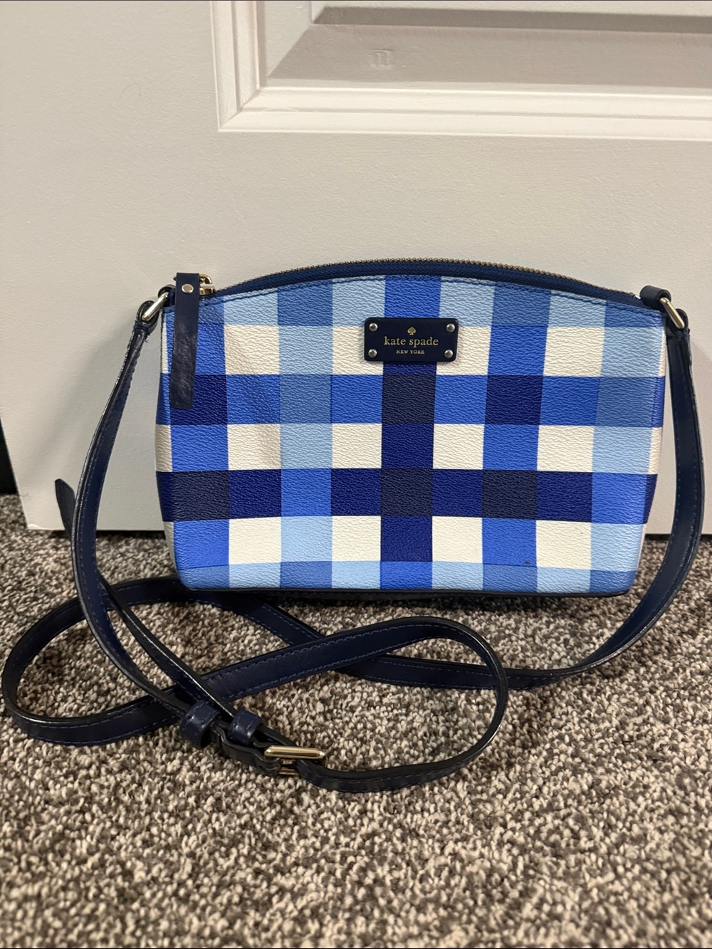kate spade Blue Gingham Crossbody Pouch